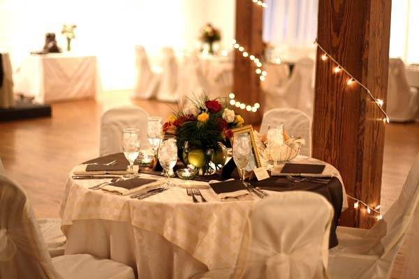 Table setup with centerpiece