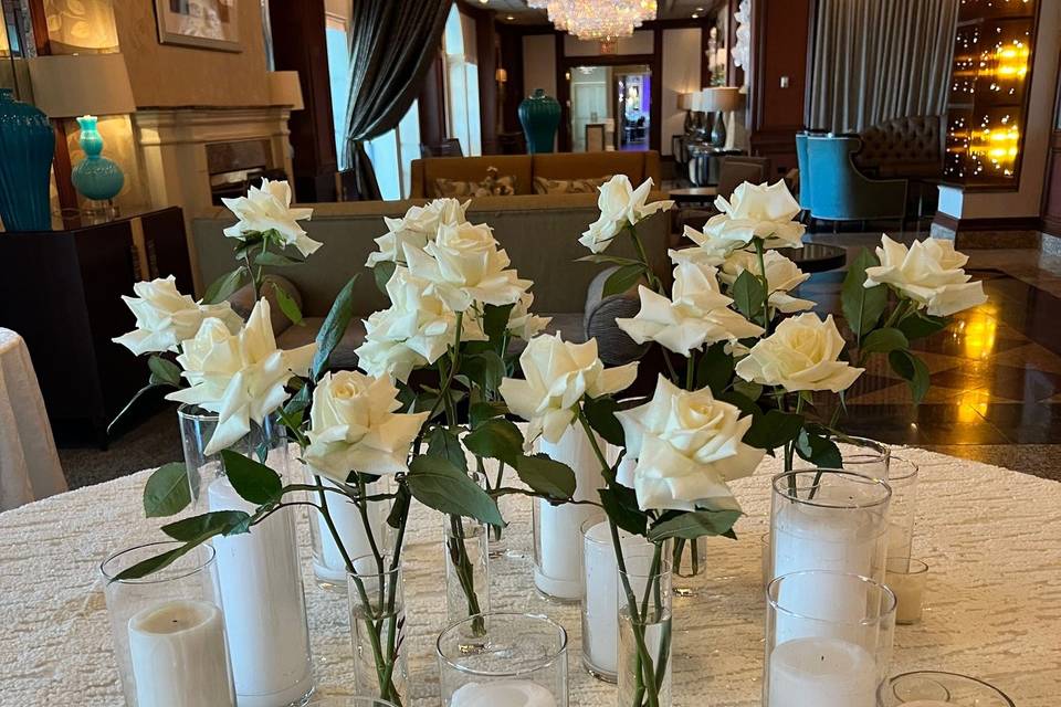 Rose Bud Vases with Candles