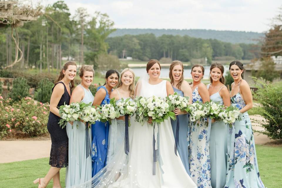 Wedding party in blue