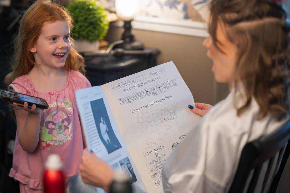 Bride getting hair done