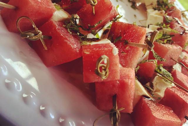 Watermelon & feta skewers with fresh mint