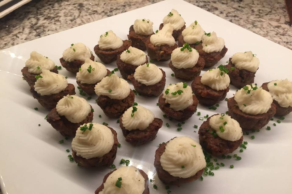 Mini meatloaf with whipped truffled potatoes