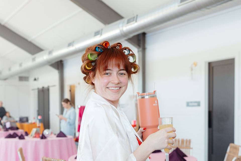 Bride getting ready