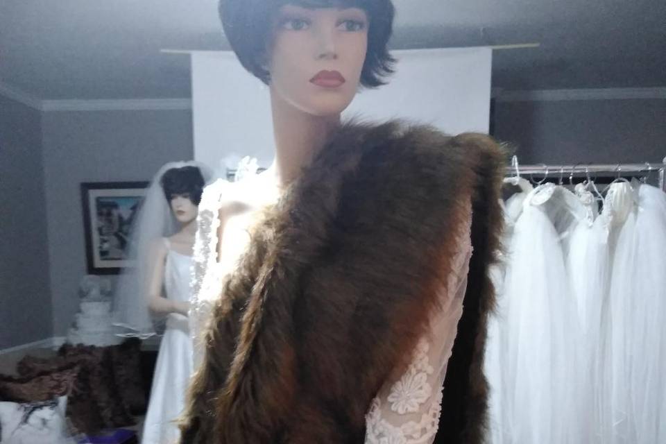 Faux fur wedding wrap