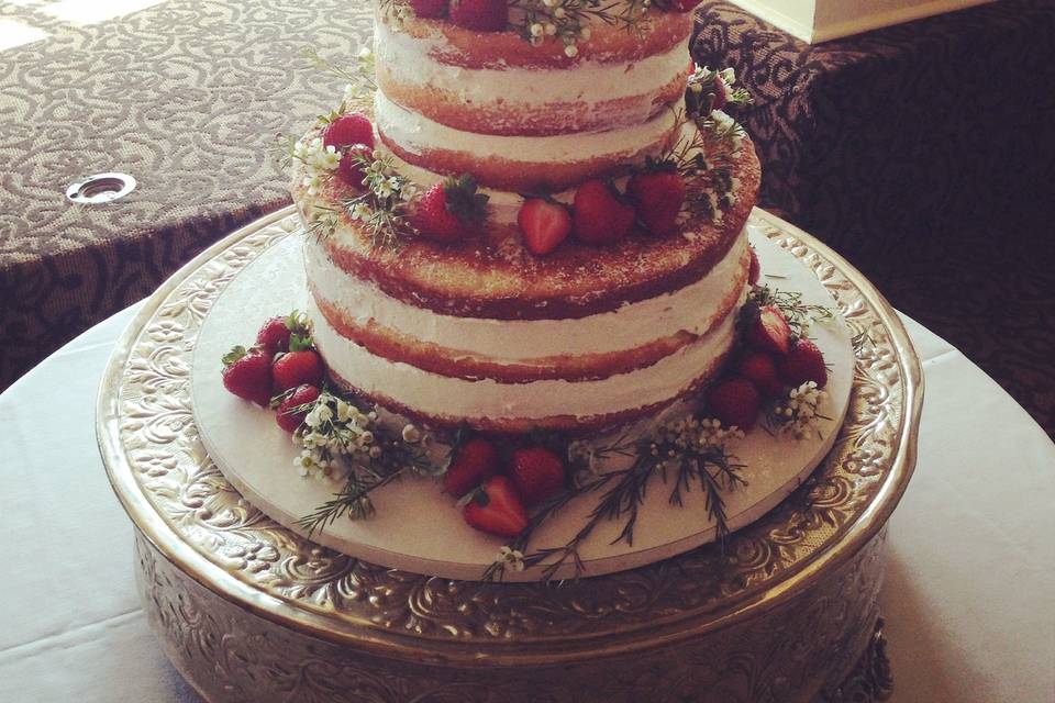 Three tier strawberry cake