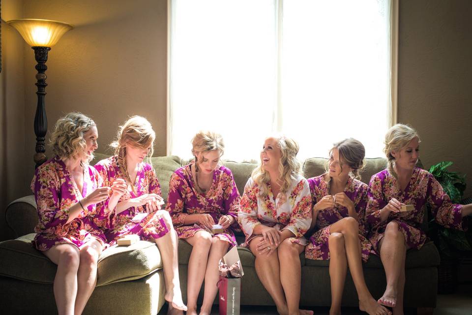 The bride with her bridesmaids