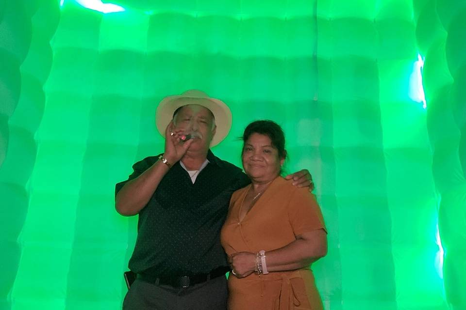 Neon green backdrop
