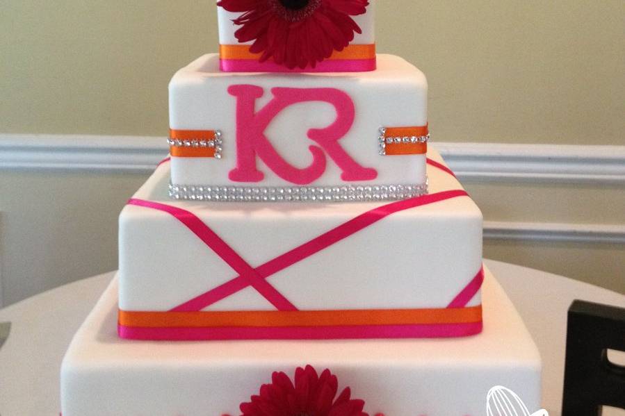 Two tier cake with yellow flowers