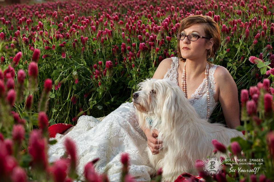 The bride and dog