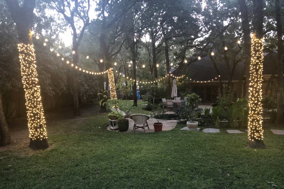 Hanging wedding lights