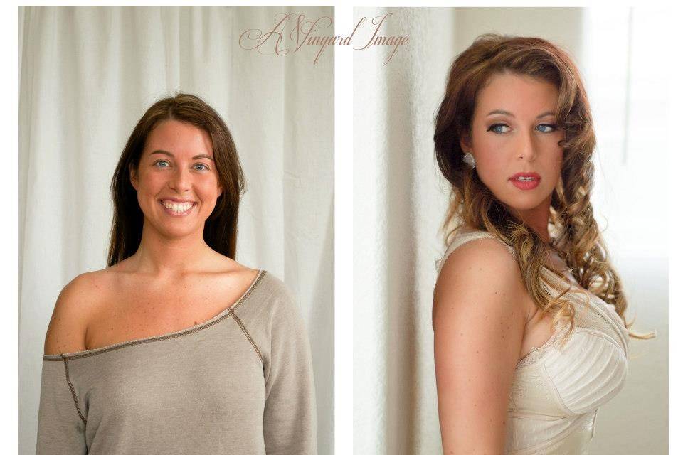 Before and After hair and airbrush make-up