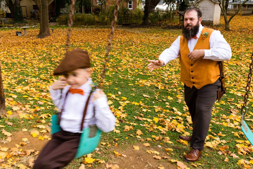 Groom and son