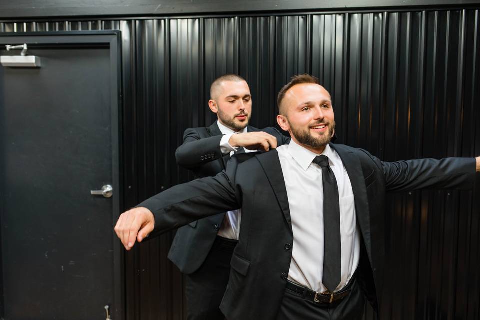 Groom getting ready