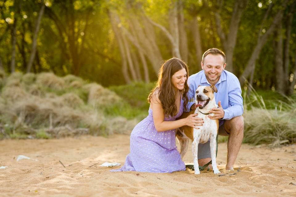 Engagement session with dog