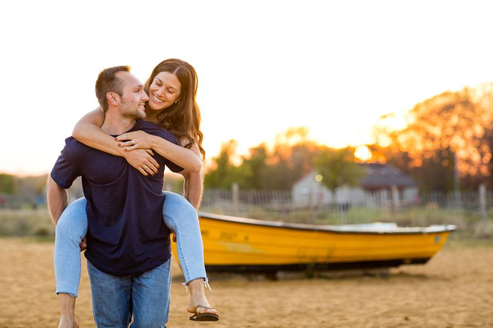 Golden hour engagement