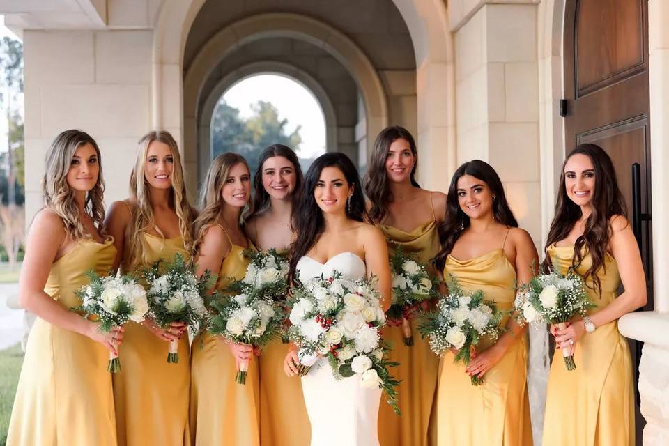 Wedding party in yellow