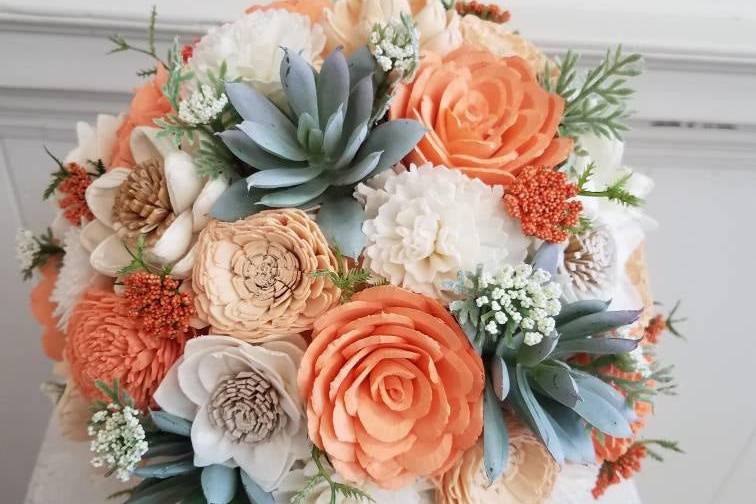 Coral, Peach and succulents