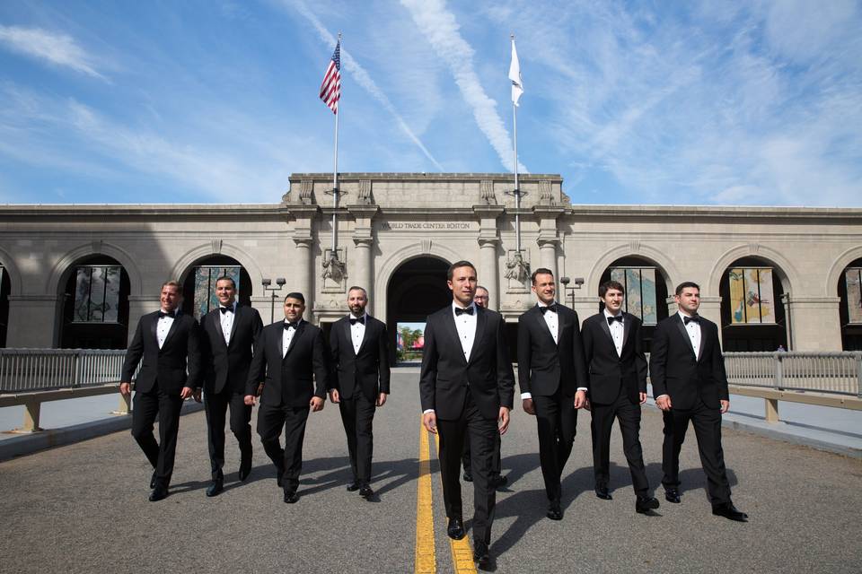 Groomsmen in action.