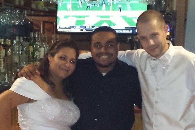 Couple and the wedding DJ