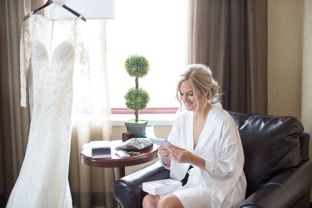 Bride prepping for her wedding day