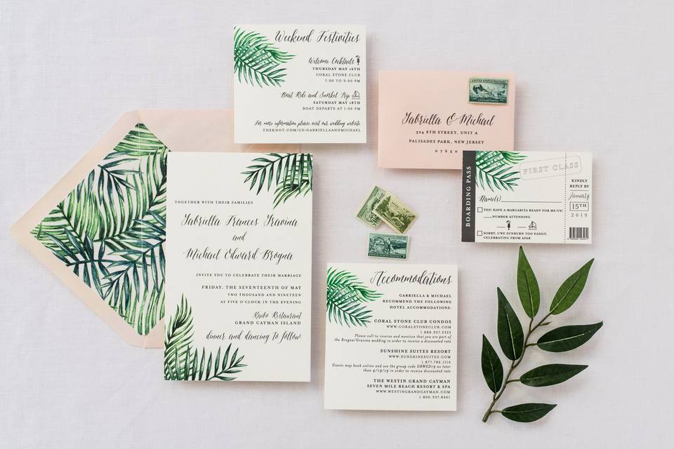 Palms theme stationery suite