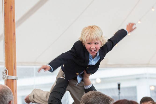 Dancing under the tent.