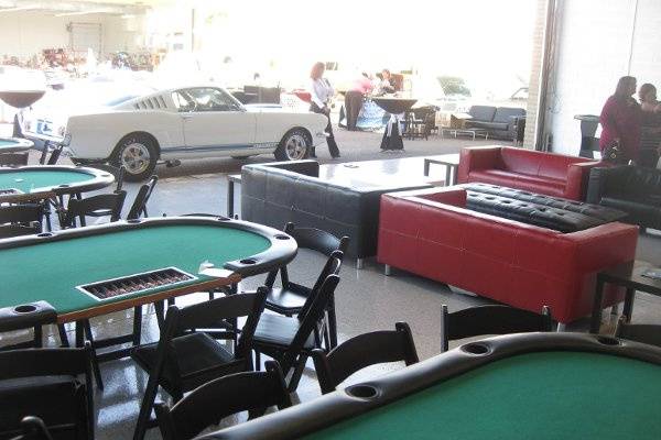 Corporate Casino Event with Themers Lounge Furniture, High Tops and Casino Tables