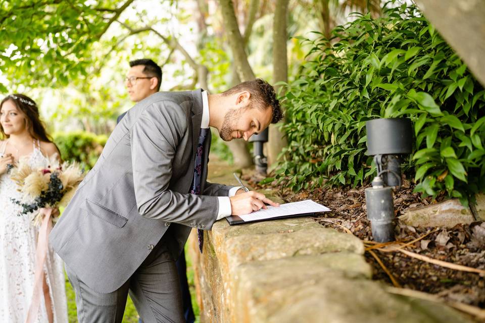 Signing Marriage License in SB