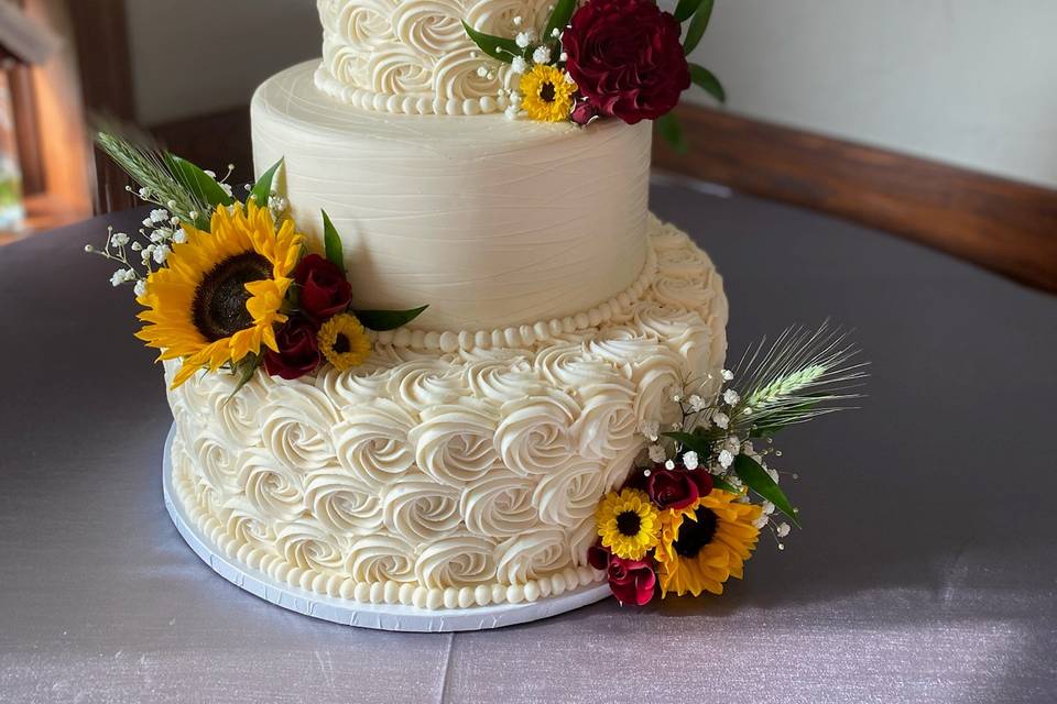 Rosettes and sunflower accents