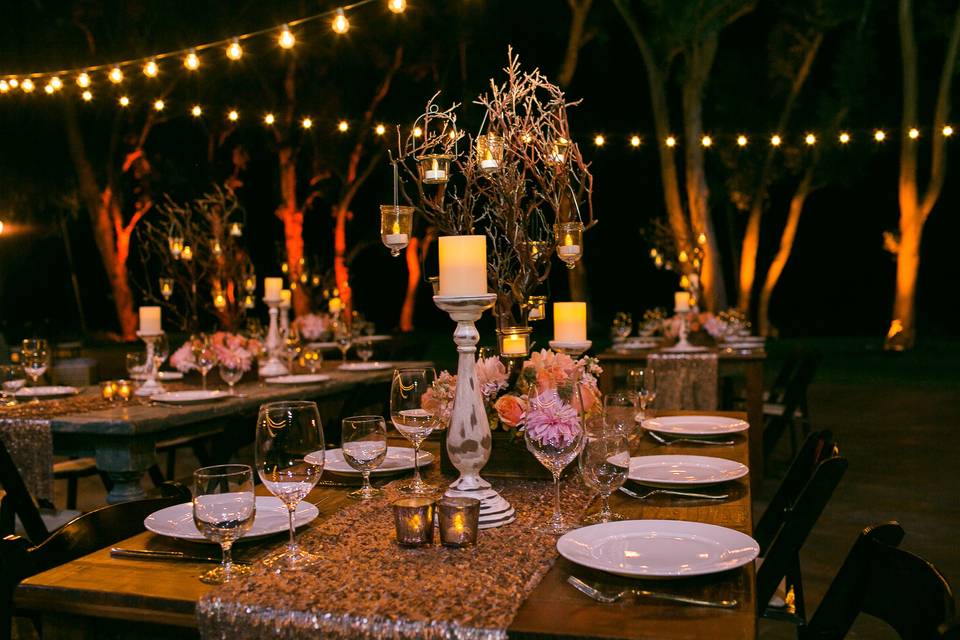 Tablescapes and string lights