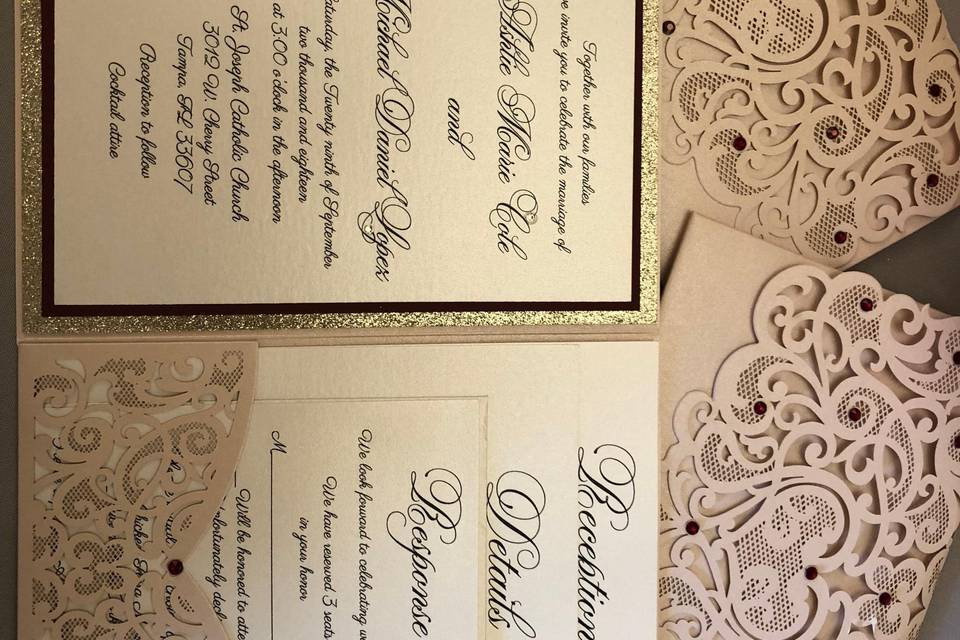 Wedding laser cut invitation