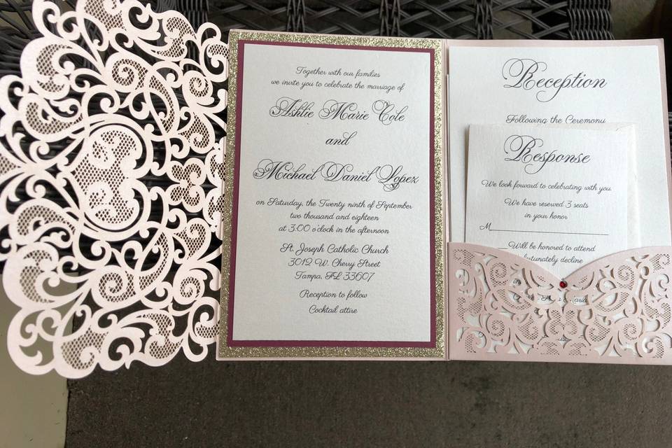 Wedding laser cut invitation