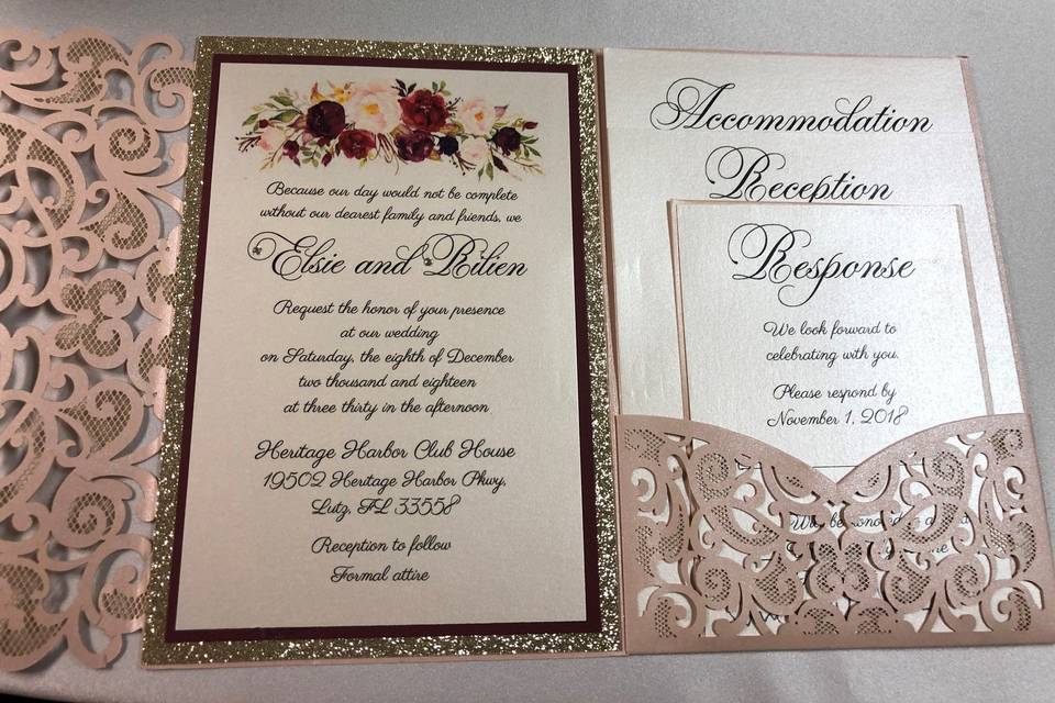 Wedding laser cut invitation