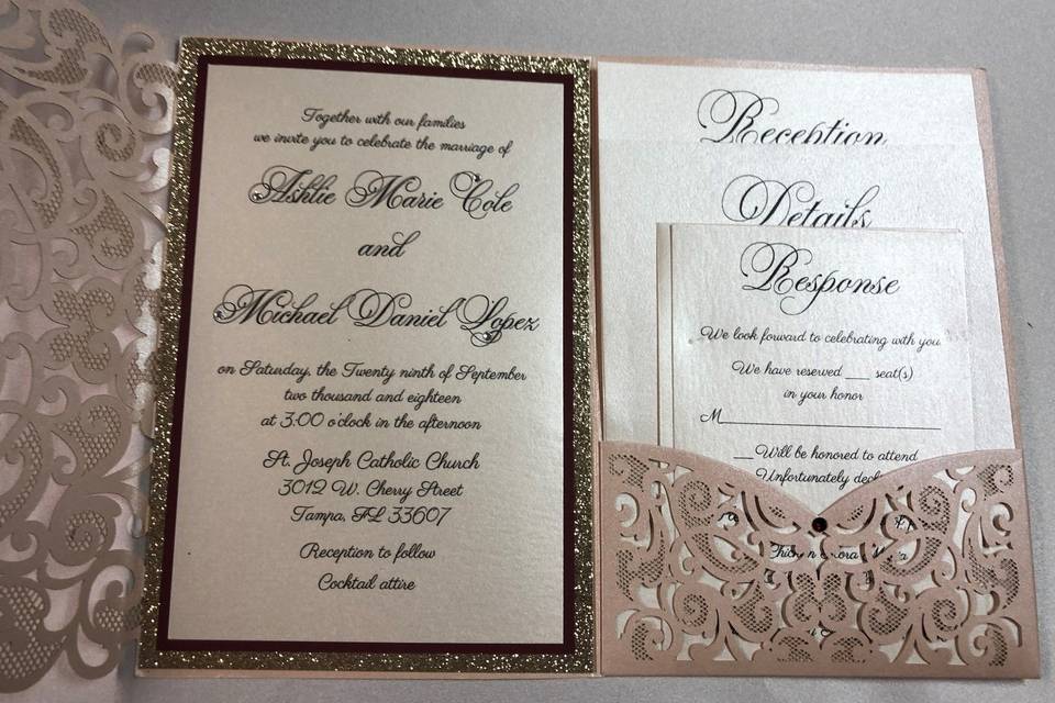 Wedding laser cut invitation