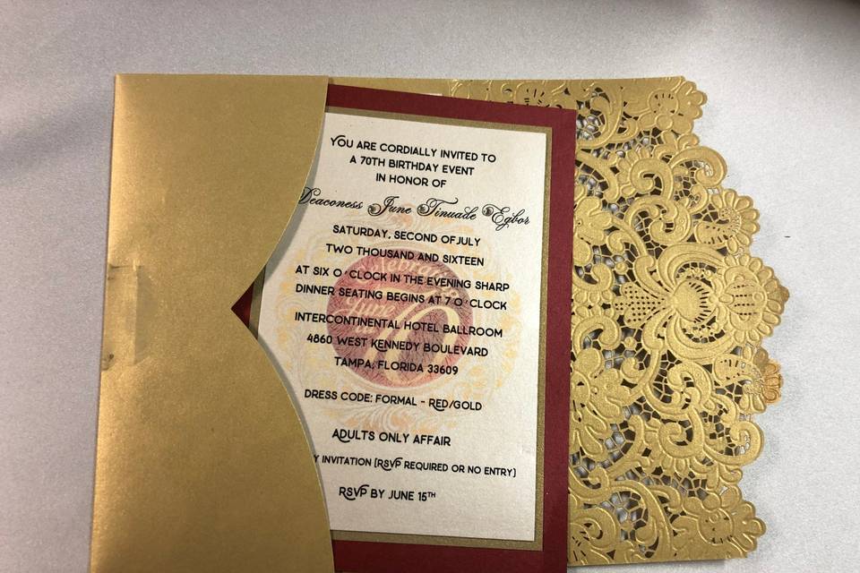 Birthday laser cut invitation