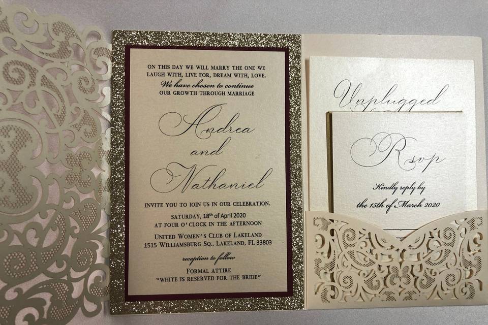 Wedding laser cut invitation