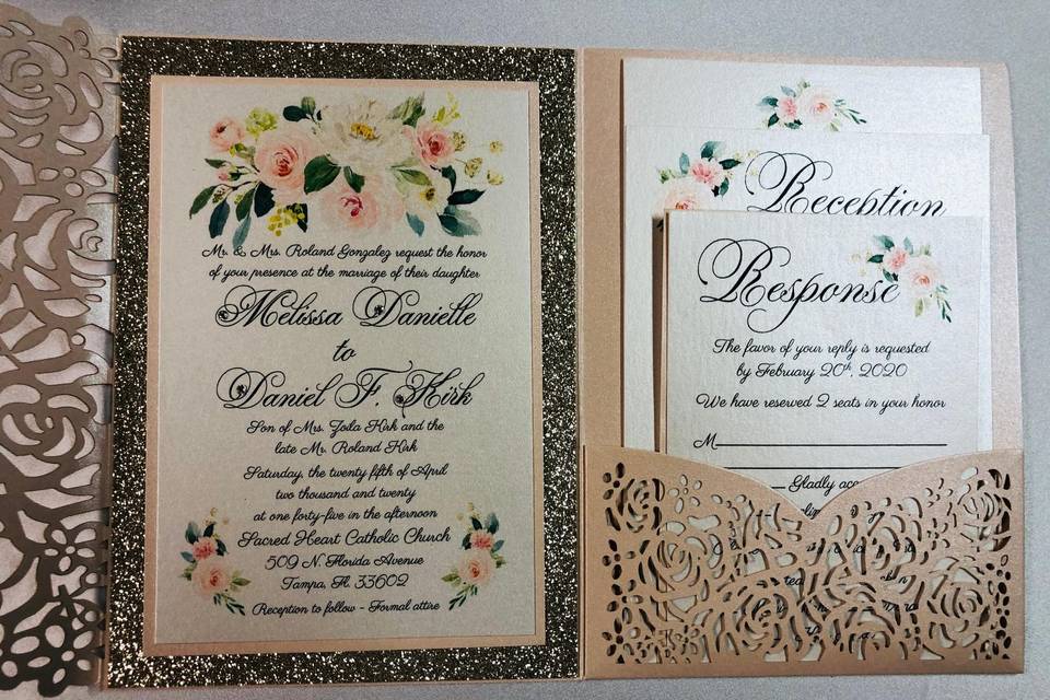 Wedding laser cut invitation