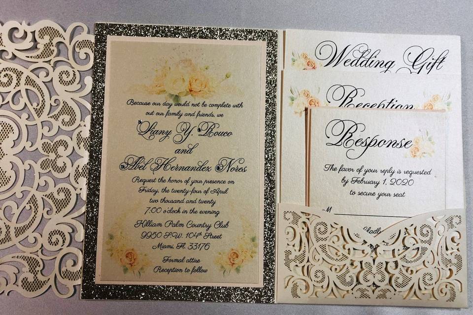 Wedding laser cut invitation