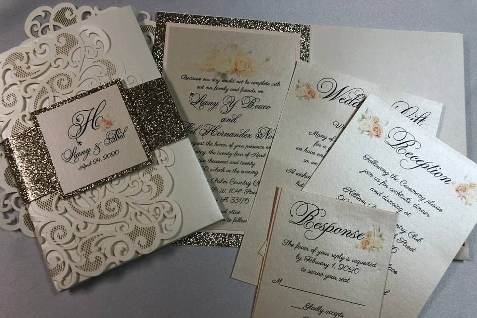 Wedding laser cut invitation