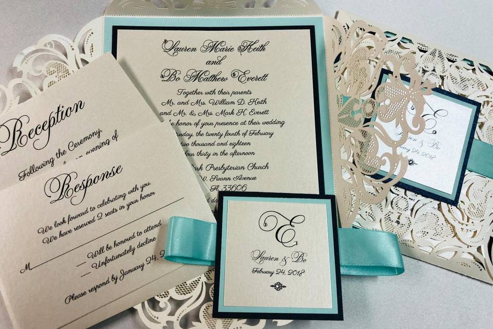 Wedding laser cut invitation