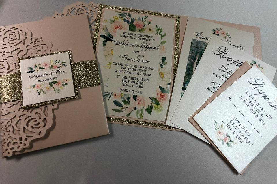 Wedding laser cut invitation