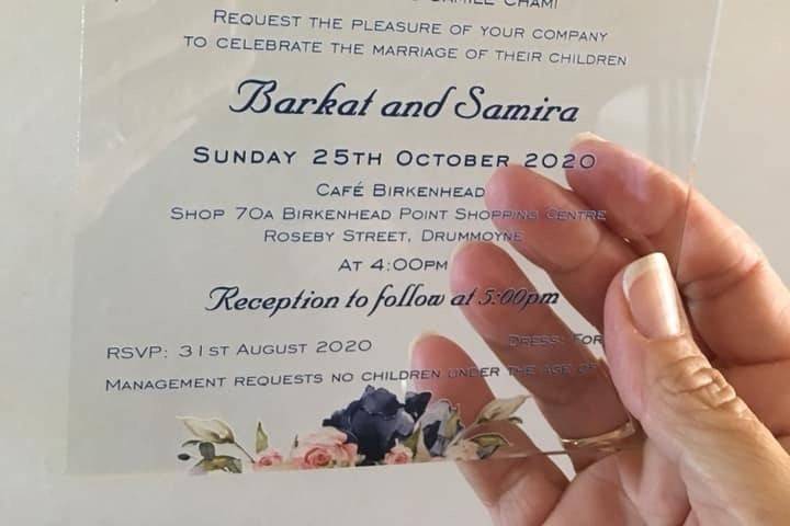 Acrylic Wedding invitation