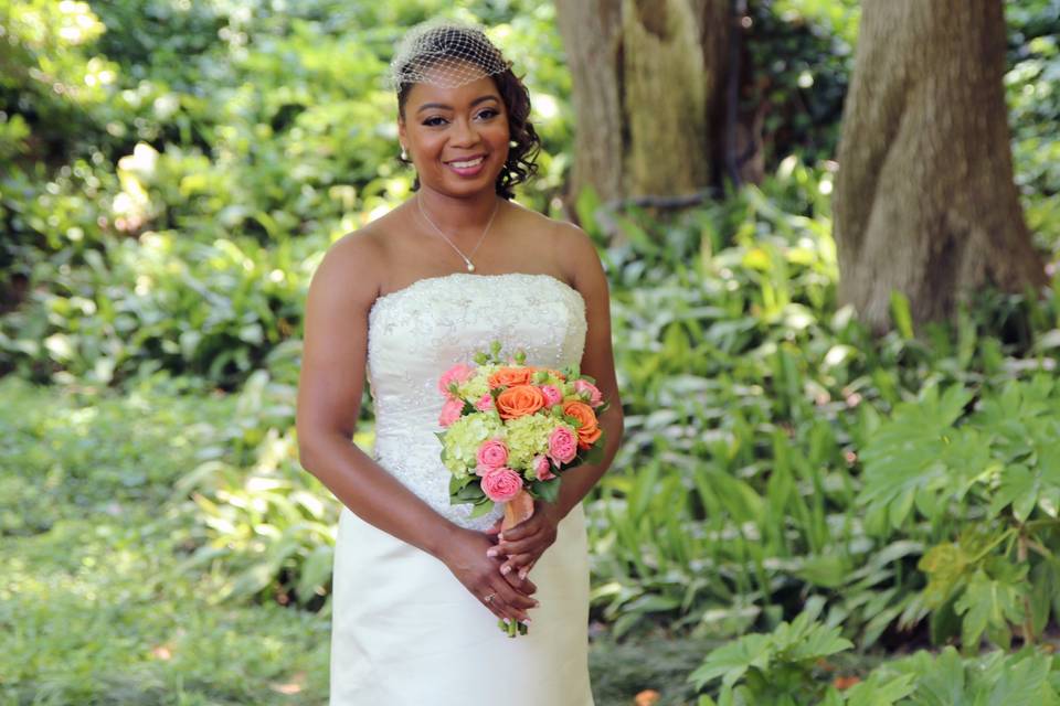 Guest-of-honor holding bouquet