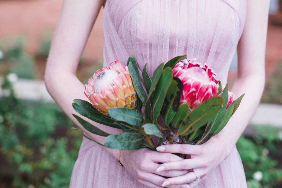 Bride holding bouquet