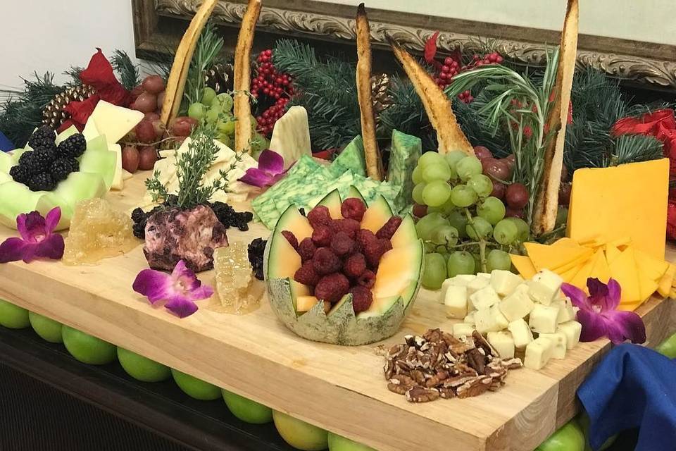 Cheese Board~Variety of Cheeses, Fresh and Dried Fruits, Nuts, Honeycomb
