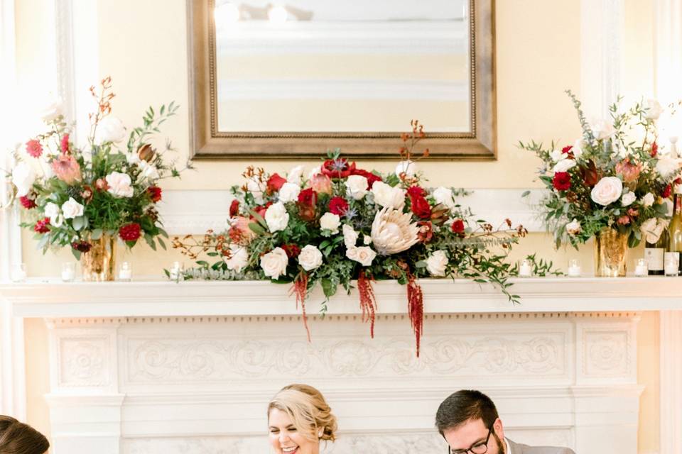 Fireplace flower decor