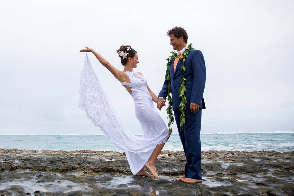 Beach wedding of the newlyweds