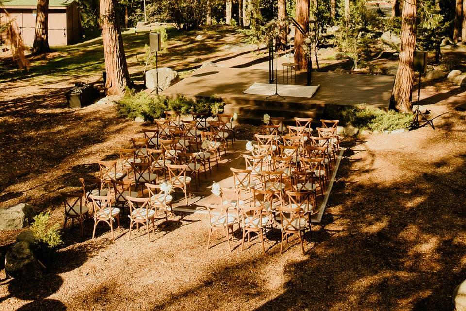 Ceremony setup in meadow