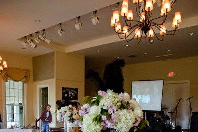 Table setup with floral centerpiece