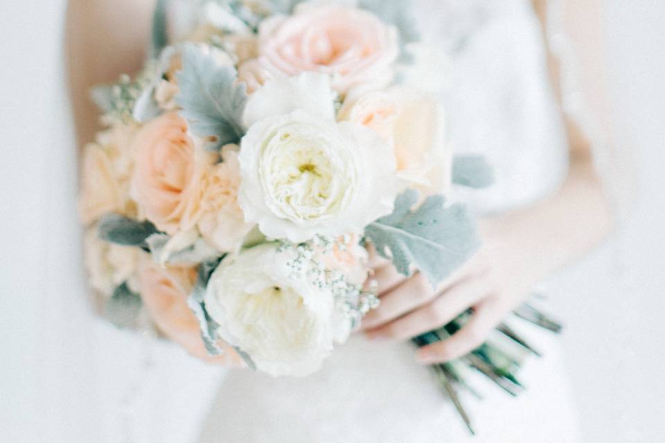 The bride holding her bouquet